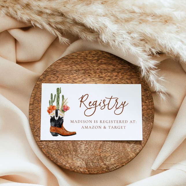 Watercolor Western Boots Baby Shower Registry Enclosure Card (Creator Uploaded)
