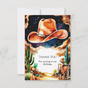 Watercolor Western Cowboy Birthday Thank You Card