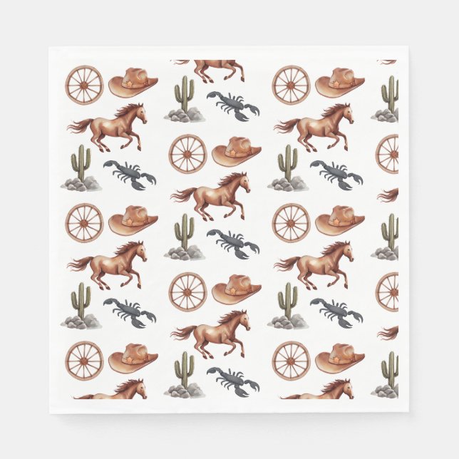 Watercolor Western Kid Art Napkin (Front)