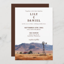 Watercolor Western Mountain Cowboy Ranch Wedding