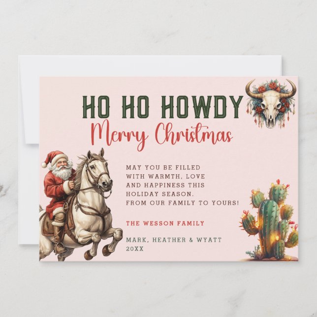 Watercolor Western Santa | photo Christmas Card (Front)