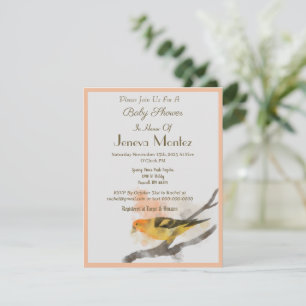 Watercolor Western Tanager Yellow Bird Branch Holiday Card