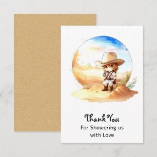 Watercolor Western Wild West Cowboy Thank You Card