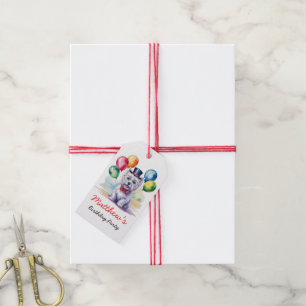 Watercolor Westie Kids Birthday Party Thank You Gift Tags