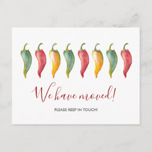 Watercolor We've Moved Chilli Pepper Postcard