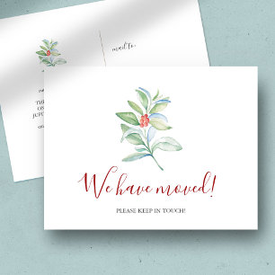 Watercolor We've Moved Christmas Postcard