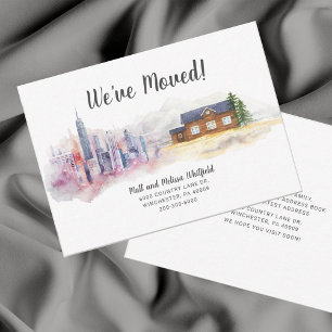 Watercolor We've Moved City to Country Moving Card