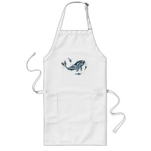 watercolor whale apron