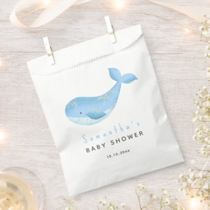 Watercolor whale baby shower favour bags