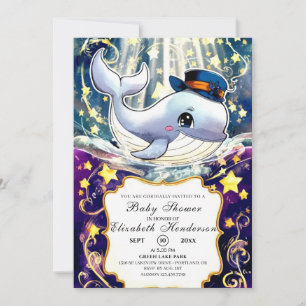 Watercolor Whale Baby Shower Invitation