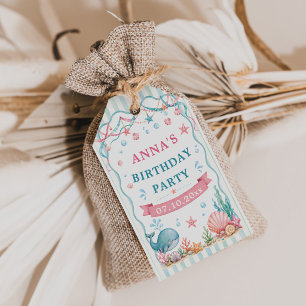 Watercolor Whale Birthday Party Gift Tags