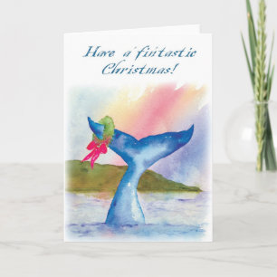 Watercolor Whale Christmas Card