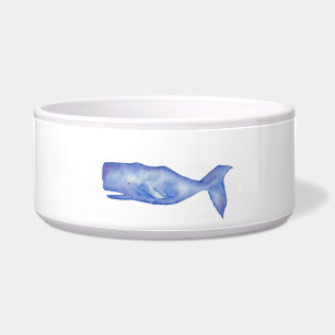 Watercolor whale dog bowl
