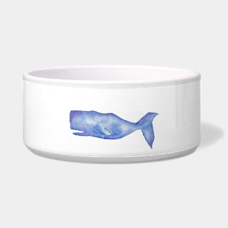 Watercolor whale dog bowl