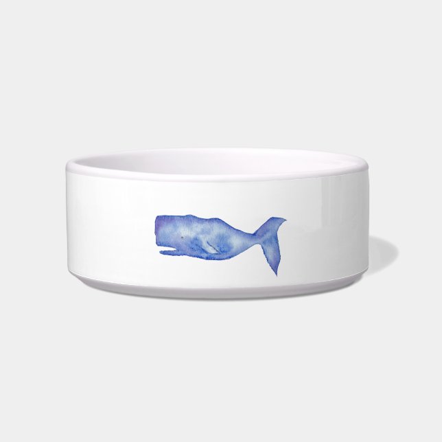 Watercolor whale dog bowl (Front)