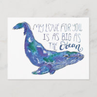 Watercolor Whale - Love as Big as The Ocean