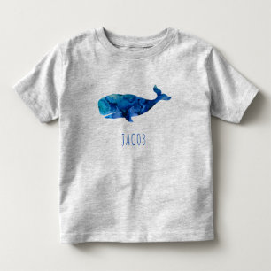 Watercolor Whale Marine Kids Personalised Toddler T-Shirt