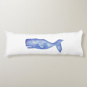 Watercolor whale pillow