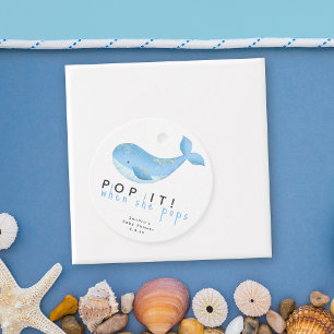 Watercolor whale - pop it! when she pops favour tags