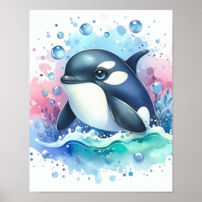 Watercolor Whale Poster (Front)