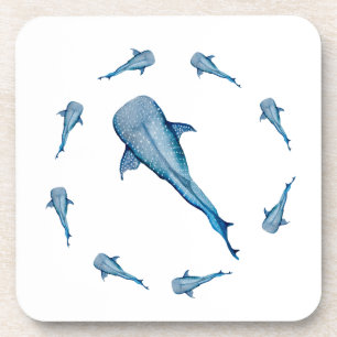 Watercolor whale shark coaster