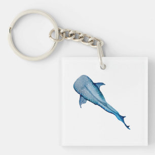 Watercolor whale shark key ring