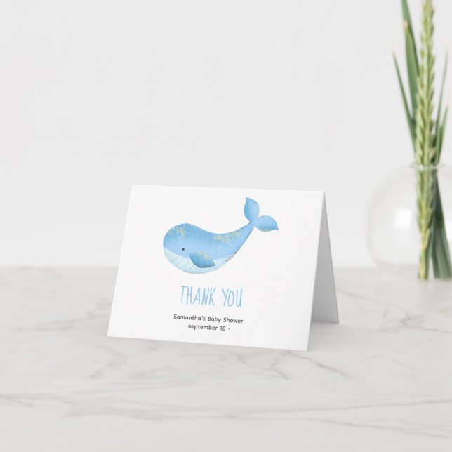 Watercolor whale - thank you baby shower (Front)