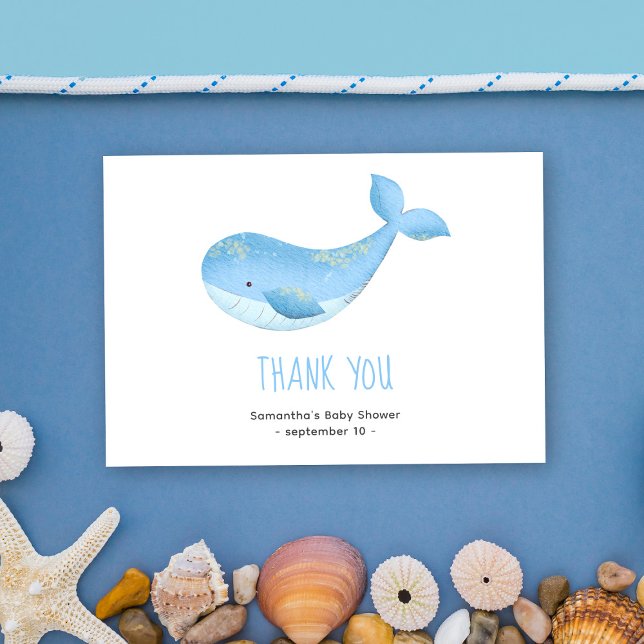 Watercolor whale - thank you baby shower card (Creator Uploaded)