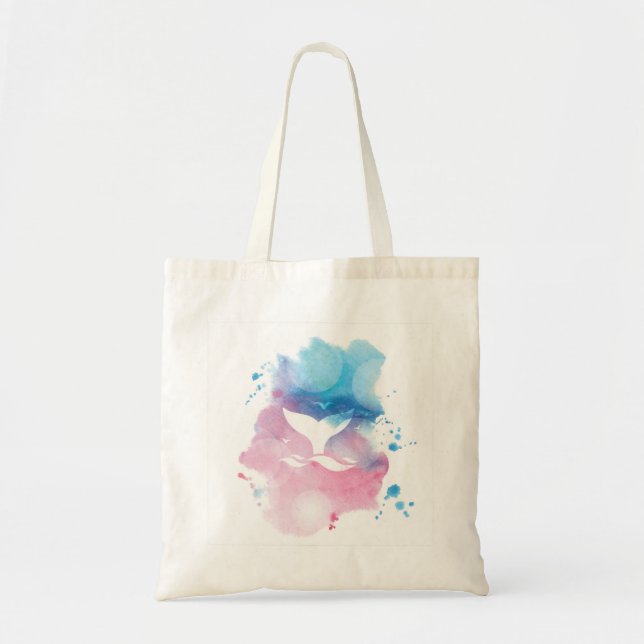 Watercolor whale tote bag (Front)