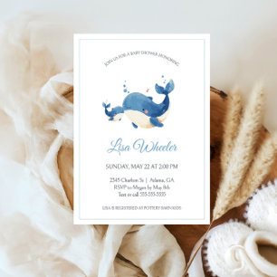 Watercolor Whale Under the Sea Baby Shower Invitation