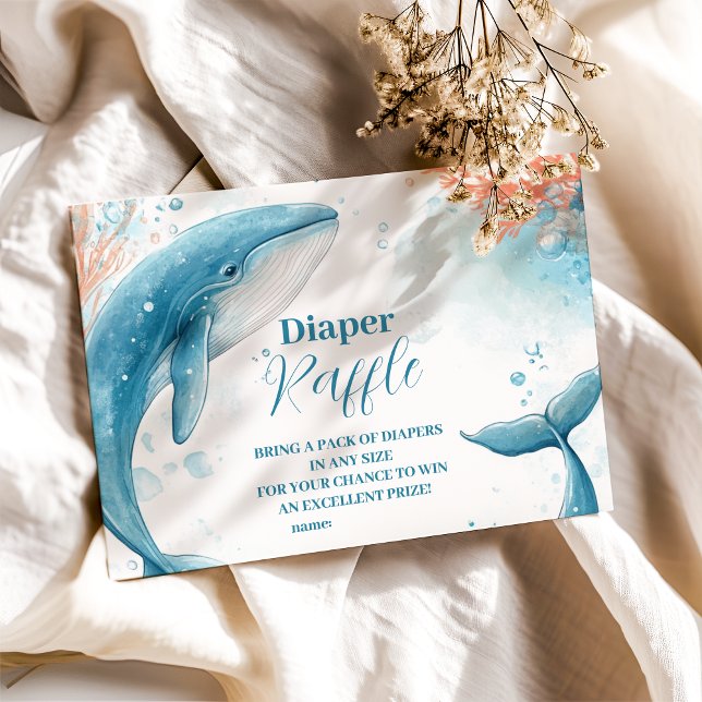 Watercolor Whale Under the Sea  Diapper Raffle Enclosure Card (Creator Uploaded)