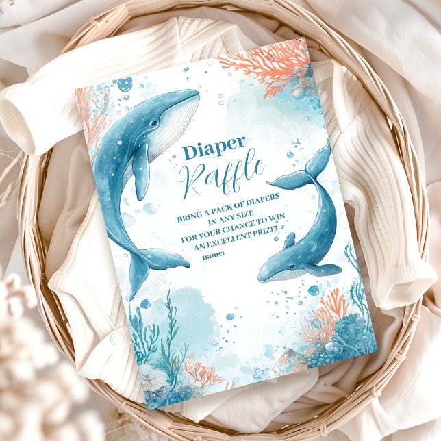 Watercolor Whale Under the Sea  Diapper Raffle Enclosure Card (Creator Uploaded)
