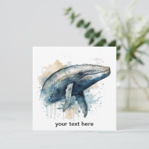 Watercolor Whale Wonder, custom Invitation