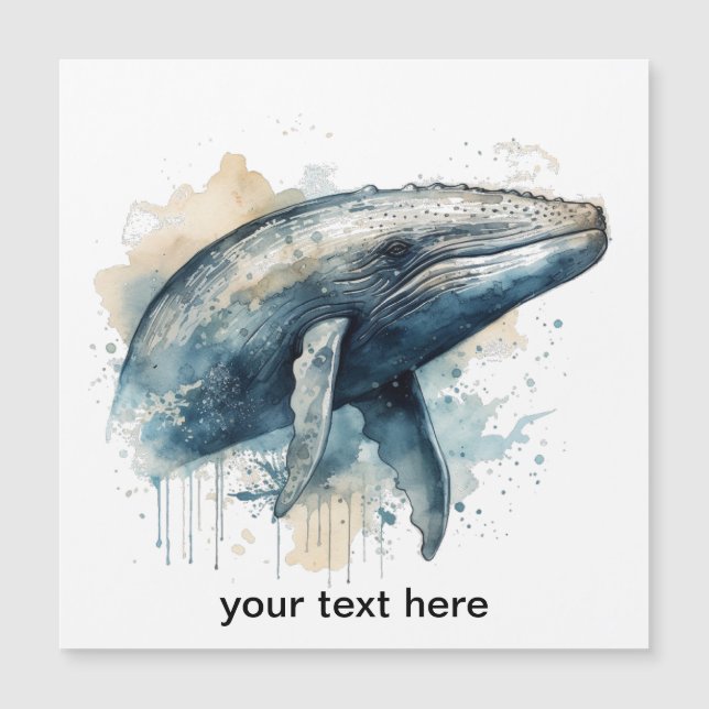 Watercolor Whale Wonder, custom Magnetic Invitation (Front)