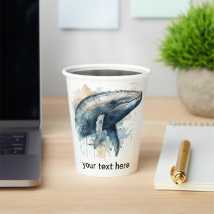 Watercolor Whale Wonder, custom Paper Cups