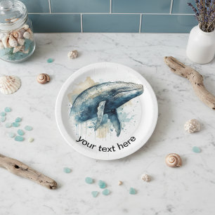 Watercolor Whale Wonder, custom Paper Plate