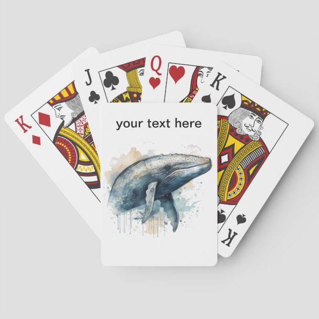 Watercolor Whale Wonder, custom Playing Cards (Back)