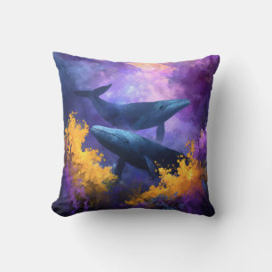 Watercolor Whales Abstract Ocean Garden Cushion