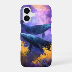 Watercolor Whales Abstract Ocean Garden iPhone 16 Case