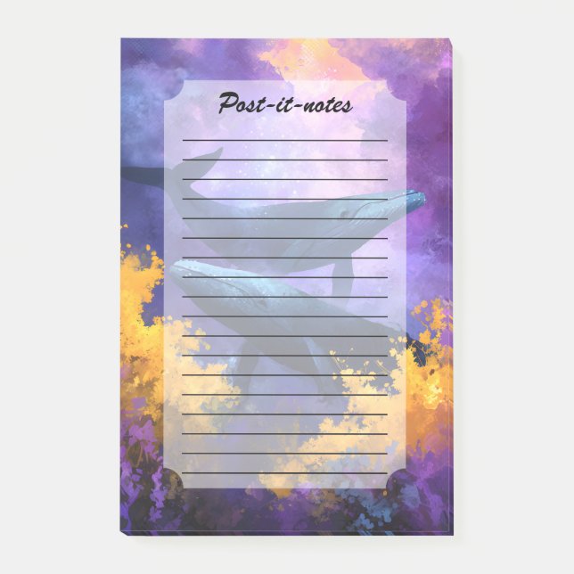 Watercolor Whales Abstract Ocean Garden Post-it Notes (Front)