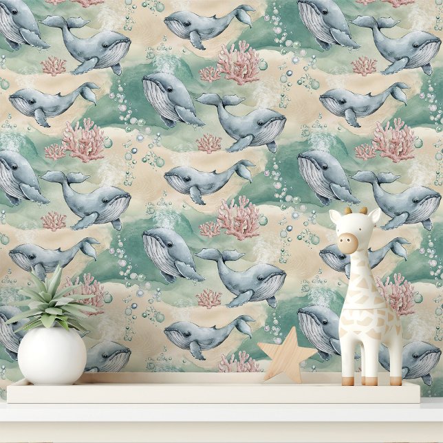 Watercolor Whales and Coral Wallpaper (Creator Uploaded)
