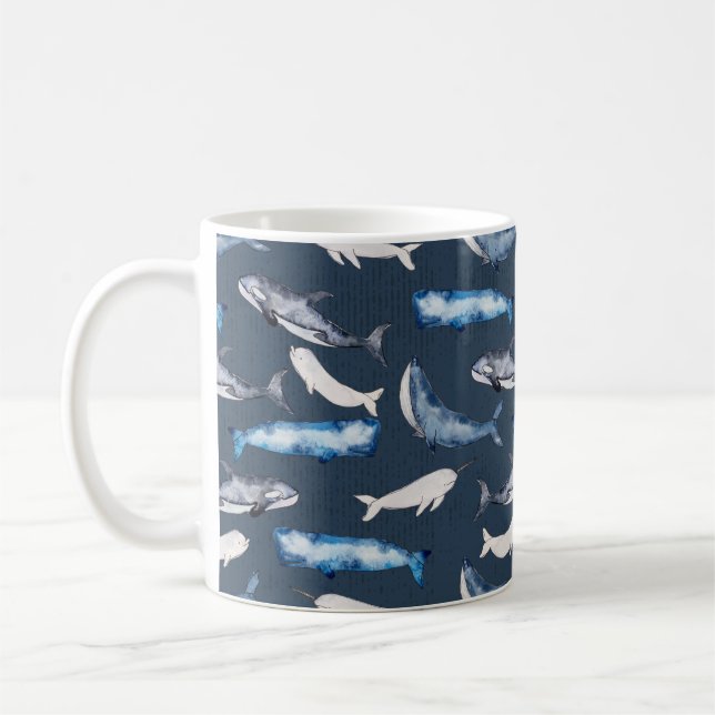 Watercolor Whales Coffee Mug (Left)