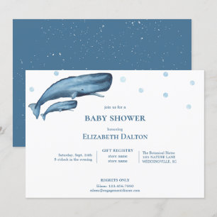 Watercolor Whales Ocean Baby Shower Invitation