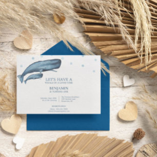 Watercolor Whales Ocean Kid Birthday Invitation