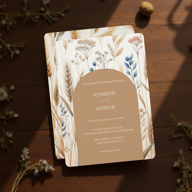 Watercolor Wheat Elegant Rustic Fall Wedding Invitation (Creator Uploaded)