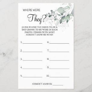 Watercolor Where were They Bridal shower game card