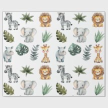 Watercolor Whimsical Adorable Baby Safari Animals