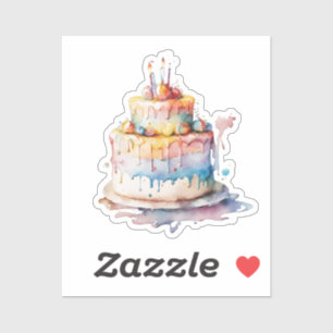 Watercolor Whimsical Birthday Cake