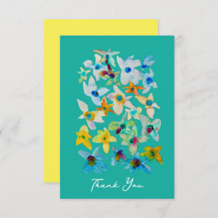 Watercolor whimsical blue flowers card