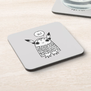 Watercolor whimsical blue flowers coaster